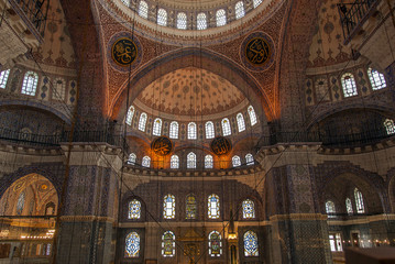Fototapeta na wymiar Istanbul, Turkey, 25 April 2006: Domes of Yeni Mosque.