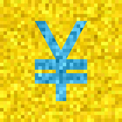 Obraz premium Pixel vector yen or yuan symbol