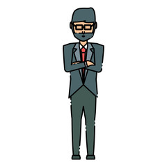 avatar businessman standing icon over white background, colorful design. vector illustration