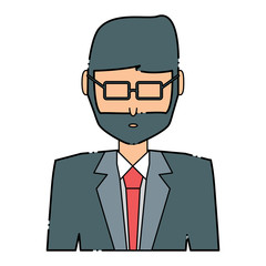 avatar businessman with glasses over white background, colorful design. vector illustration