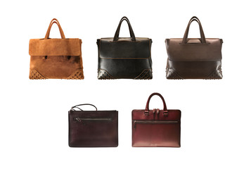 Men's fashion accessories - luxury men's handbag on white background