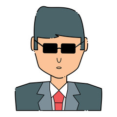 avatar businessman with sunglasses over white background, colorful design. vector illustration