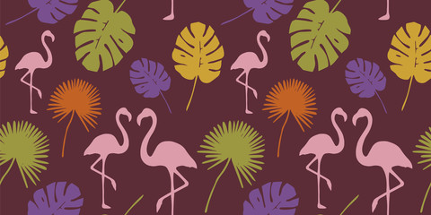 Trendy Tropical Leaves Background. Vector Pattern.