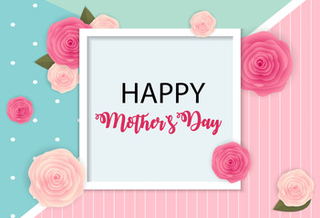 Happy Mother`s Day Cute Background with Flowers. Vector Illustration