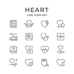 Set line icons of heart