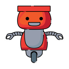 Cartoon little robot icon over white background, colorful design. vector illustration