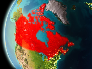 Evening view of Canada on Earth