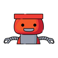  cartoon cute robot icon over white background, colorful design.  vector illustration