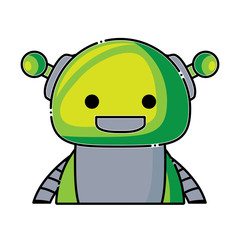  cartoon cute robot icon over white background, colorful design.  vector illustration