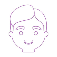 cartoon happy man face icon over white background, colorful line design. vector illustration