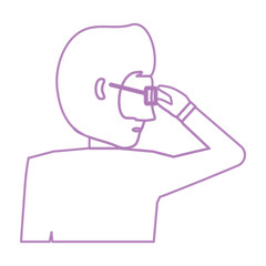 avatar businessman thinking  over white background, colorful line design. vector illustration