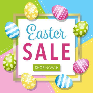 Easter Sale Eggs and Frame Retail Vector Illustration 1