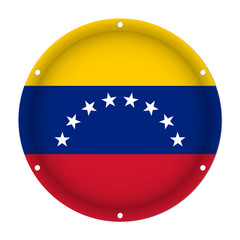 round metallic flag of Venezuela with screw holes