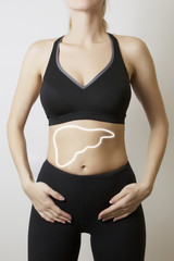 woman  with visualisation of liver