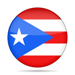 Flag of Puerto Rico. Shiny round button.