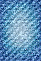 Denim texture pattern grunge print. Grid faded jeans texture background. Blue frayed fabric. Vector.