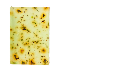 natural handmade soap bar isolated on white background. copy space, template