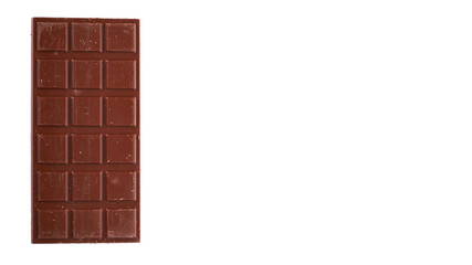 chocolate bar with nuts isolated on white background. copy space, template
