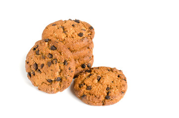 Cookies with chocolate on a white background, isolate.