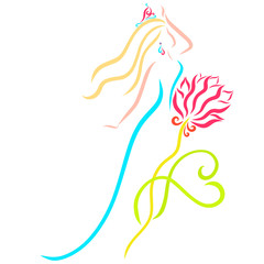 Princess and flower, romantic pattern