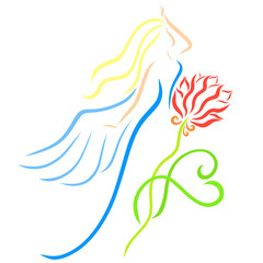 A beautiful winged lady and a flower