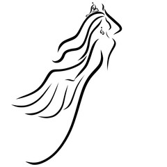 Winged beautiful princess, logo, black lines