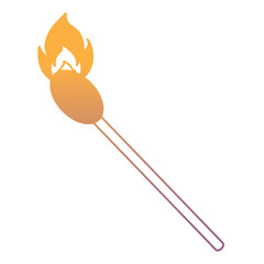 Burning match icon over white background, colorful design. vector illustration