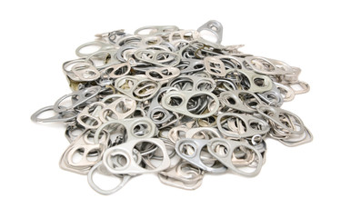 Pile of discarded metal pull tabs