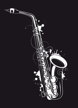 weißes Saxophon Graffiti