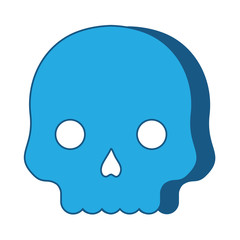 skull icon over white background, blue shading design. vector illustration