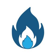 fire flame icon over white background, blue shading design. vector illustration