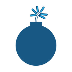 bomb icon over white background, blue shading design. vector illustration