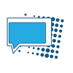 speech square bubble icon over white background, blue shading design. vector illustration