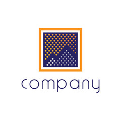 Logo with an abstract image of the silhouette of two peaks in the center of the square.