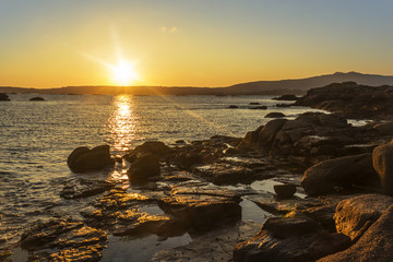 Rocky coast at sunset