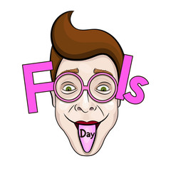 April Fools Day text and funny glasses EPS 10 vector illustration