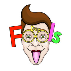 April Fools Day text and funny glasses EPS 10 vector illustration