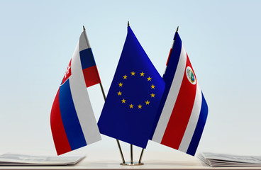 Flags of Slovakia European Union and Costa Rica