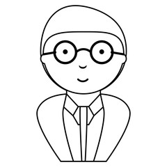 Old man wearing suit and glasses over white background, vector illustration