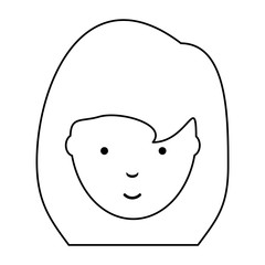 cartoon woman with long hair icon over white background, vector illustration