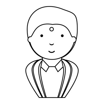 Hindu man with  traditional costume over white background, vector illustration