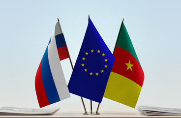 Flags of Slovenia European Union and Cameroon