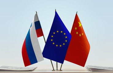 Flags of Slovenia European Union and China