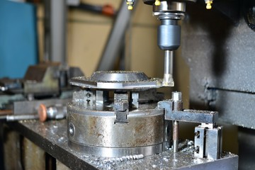 Milling of metal on a cnc machine. Metal processing by cutting