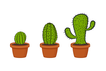 Vector illustration of cartoon cactus collection