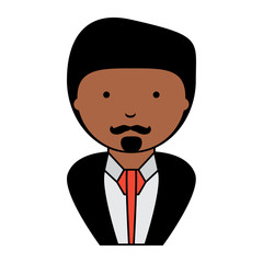 cartoon businessman with mustache over white background, colorful design. vector illustration