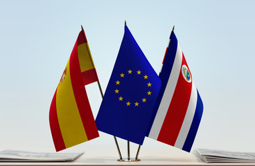  Flags of Spain European Union and Costa Rica