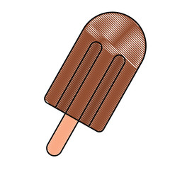 chocolate ice cream bar icon over white background, colorful design. vector illustration