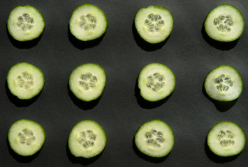 Slices of cucumbers.
