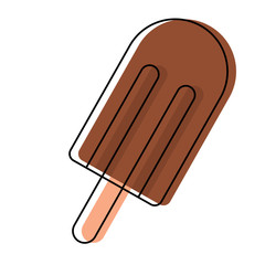 chocolate ice cream bar icon over white background, colorful design. vector illustration